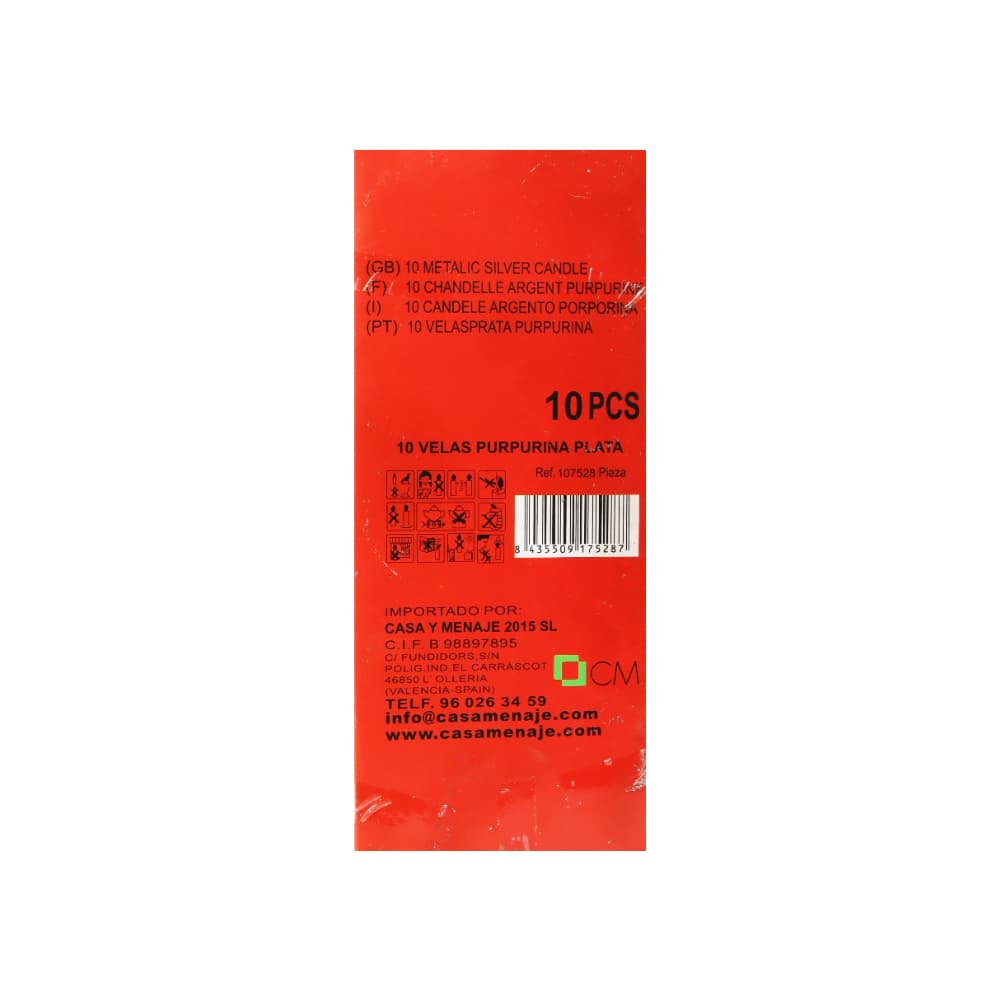 Juego de velas purpurina plata Casa y Menaje (10 U) - Miniatura 4