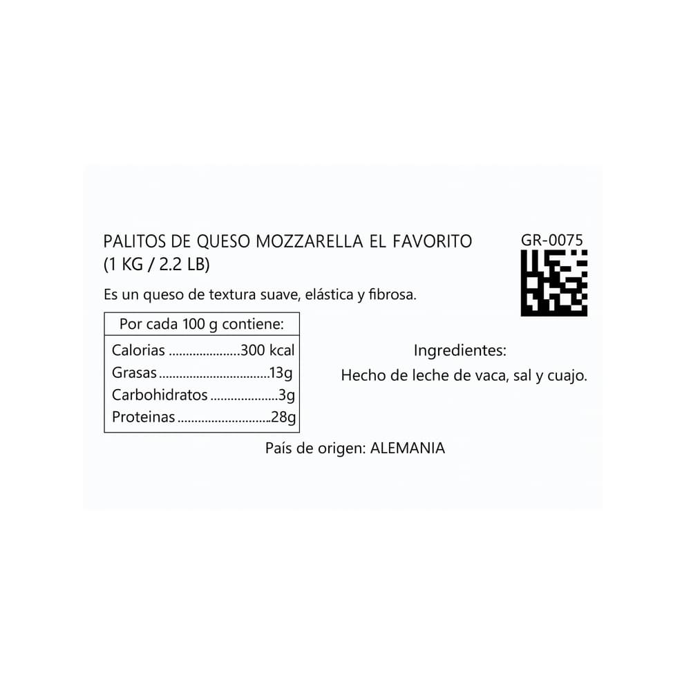 Palitos de queso mozzarella El Favorito (1 kg / 2.2 lb) - Miniatura 3