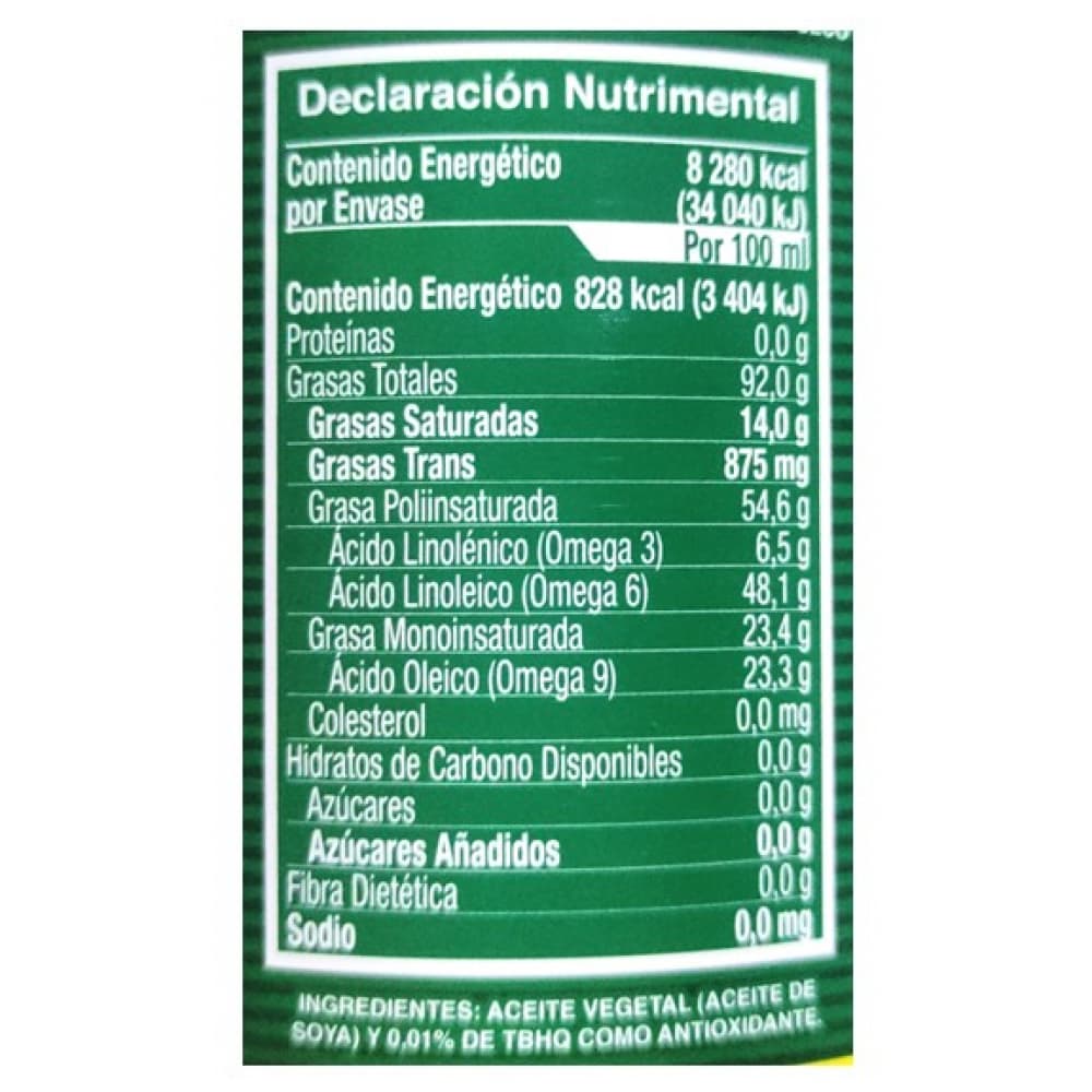 Aceite puro de soya Hysa (1 L) - Miniatura 4