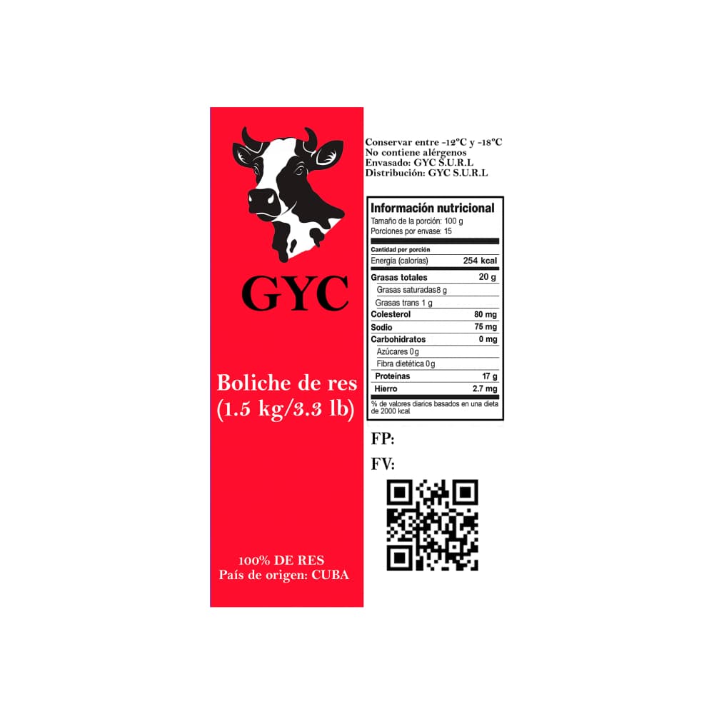 Boliche de res de primera GYC (1.5 kg / 3.3 lb) - Miniatura 2