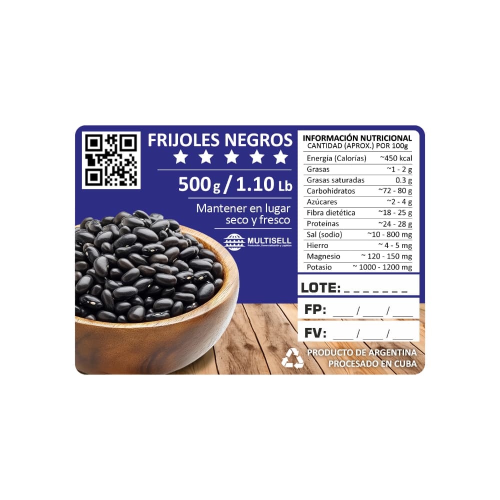 Frijol negro Multisell (500 g / 1.10 lb) - Miniatura 2