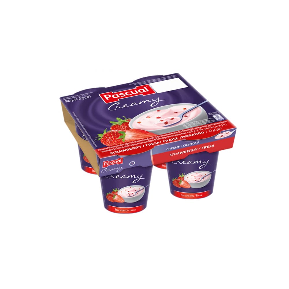 Yogurt cremoso de fresa Pascual (4 x 125 g / 4.41 oz) - Imagen 1