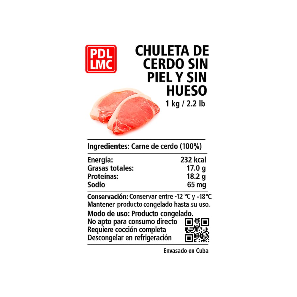 Chuleta de cerdo sin piel y sin hueso PDL LMC (1 kg / 2.2 lb) - Miniatura 3