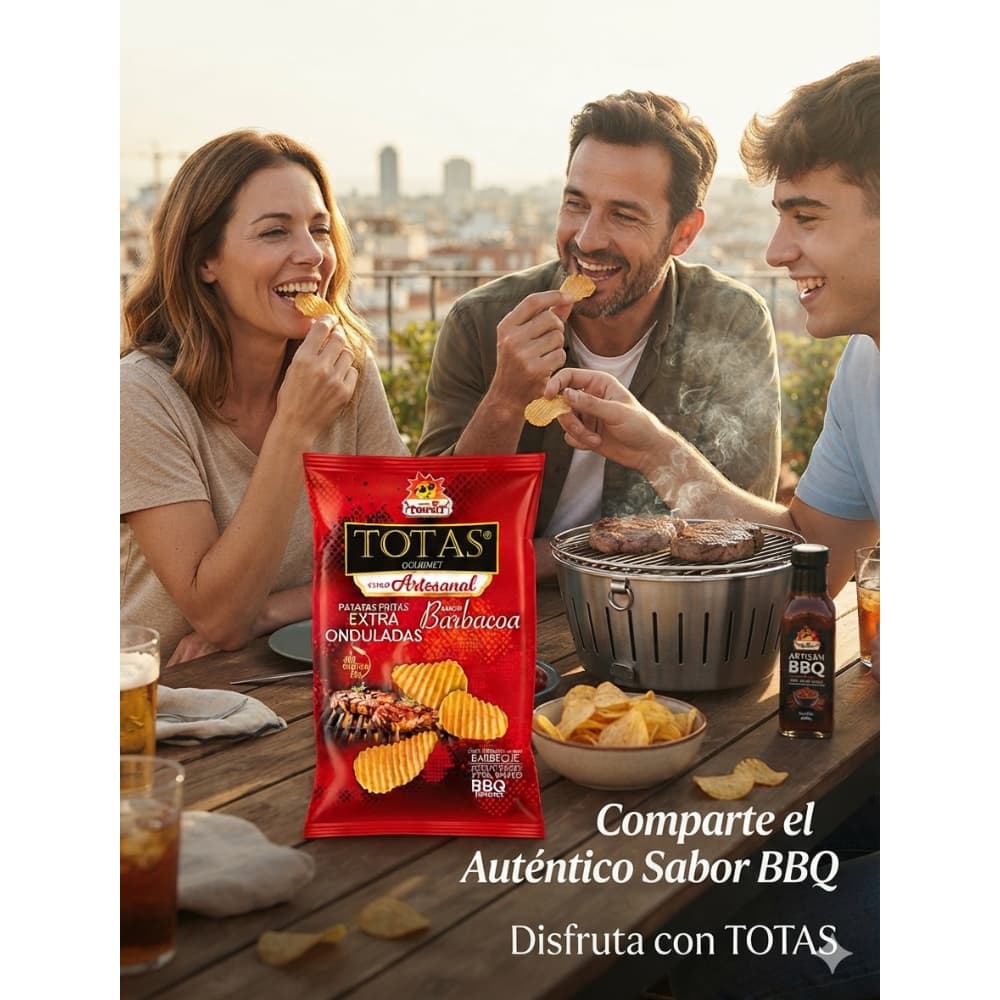 Patatas fritas extra onduladas sabor barbacoa Totas Gourmet (130 g / 4.58 oz) - Miniatura 5