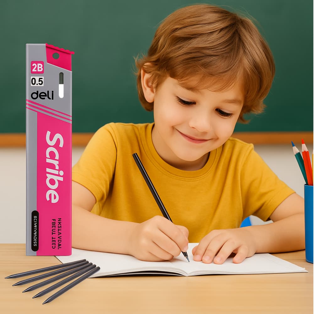 Minas 2B 0.5 mm largo de 60mm Deli - Miniatura 3