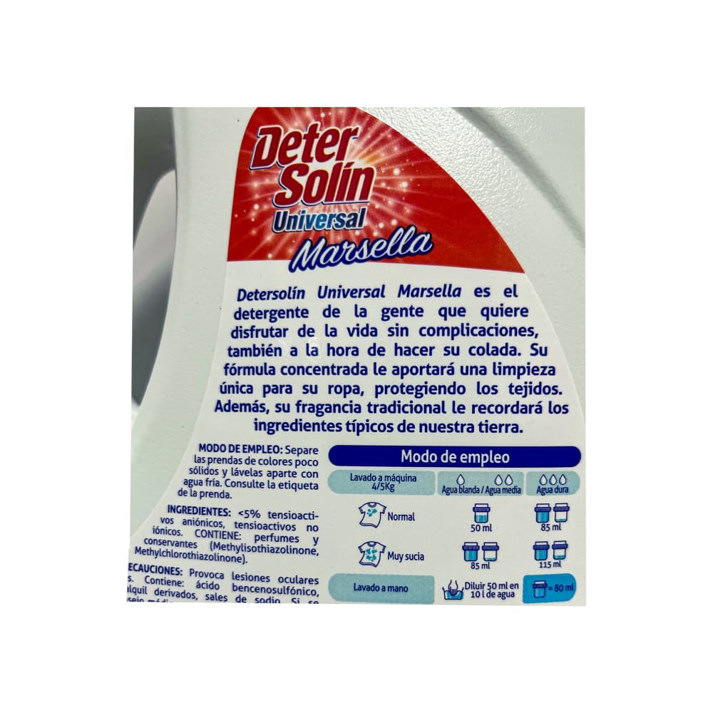 Detergente universal para ropa marsella Detersolín (3 L) - Miniatura 4