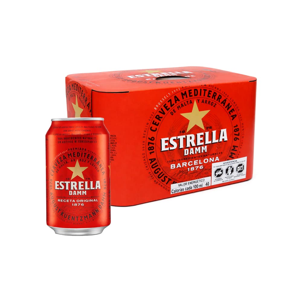 Cerveza de lata Estrella Damm (6 x 330 ml) - Miniatura 1