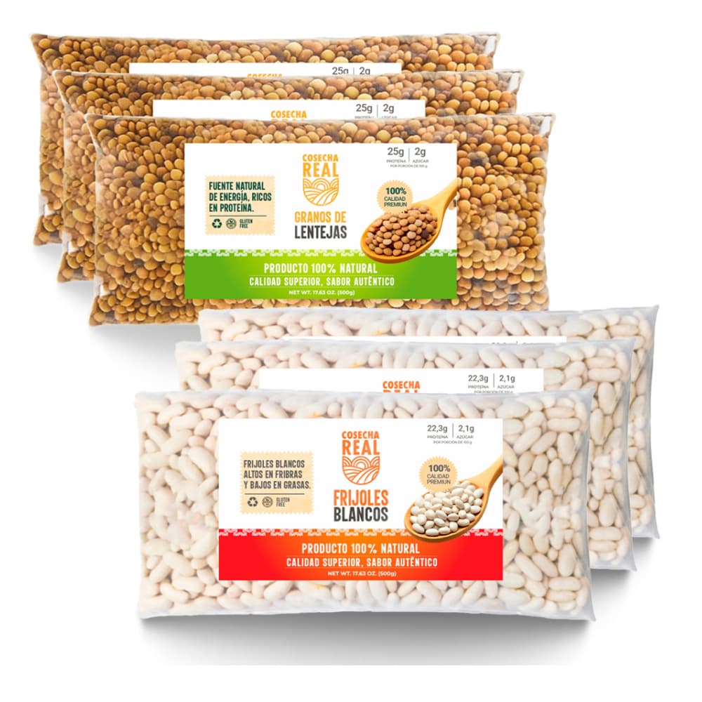 Combo de granos #9: Frijoles blancos + Lentejas Cosecha Real - Imagen 1