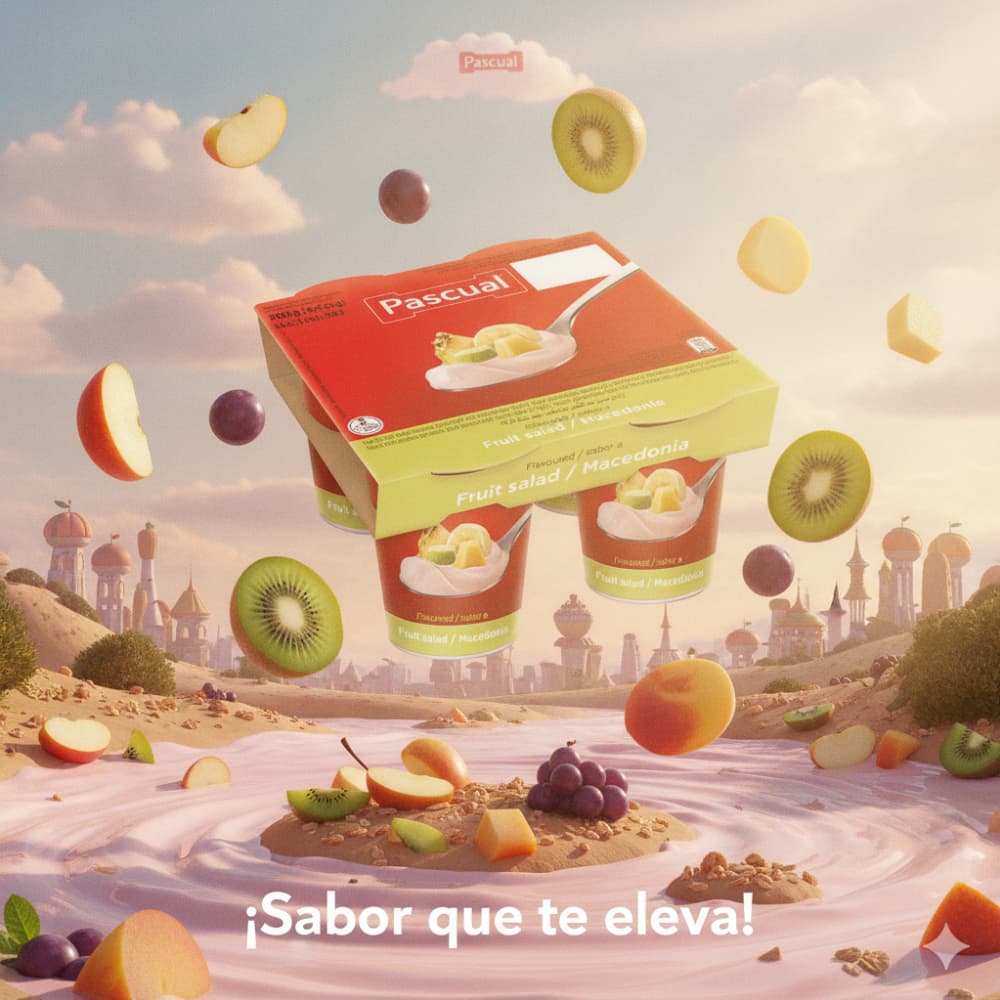 Yogur pasteurizado después de la fermentación semidesnatado sabor a macedonia Pascual (4 x 120 g / 4.23 oz) - Miniatura 5