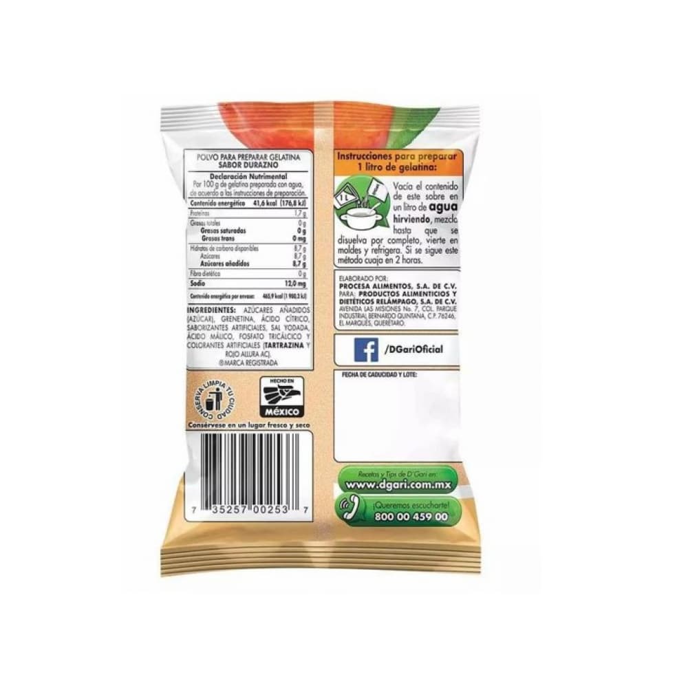 Gelatina sabor durazno D'Gari (120 g / 4.2 oz) - Miniatura 4