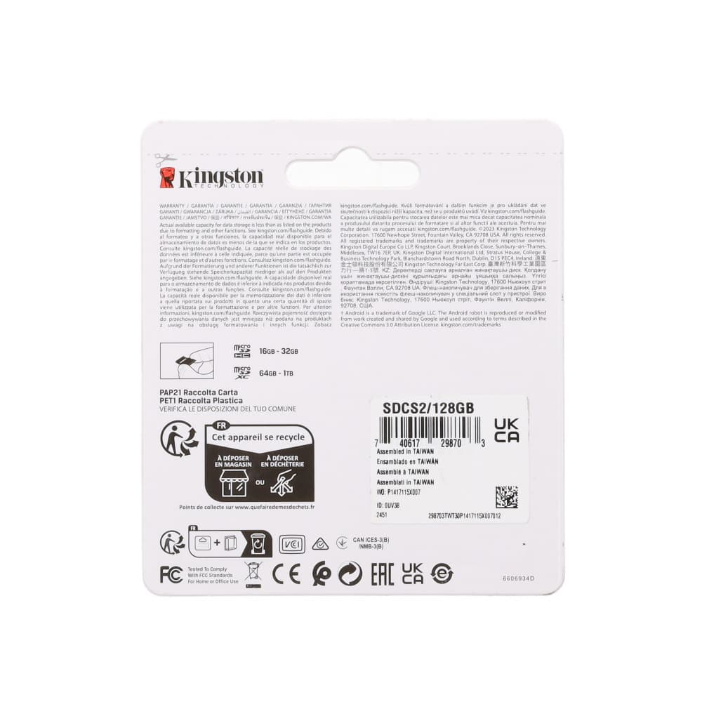 Memoria micro SD de 128 GB 100MB/s con adaptador Kingston - Miniatura 3