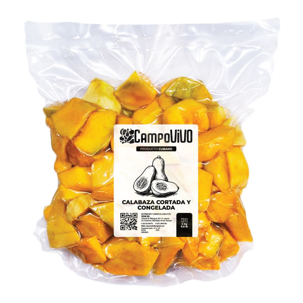 Calabaza cortada y congelada Campo Vivo (3 Kg / 6.6 lb) - Imagen 1