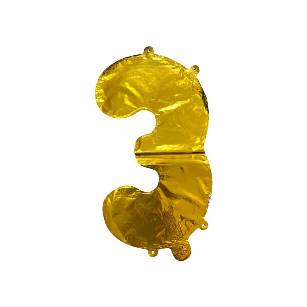 Globo dorado Número 3 Balloon (32 pulgadas) - Miniatura 3