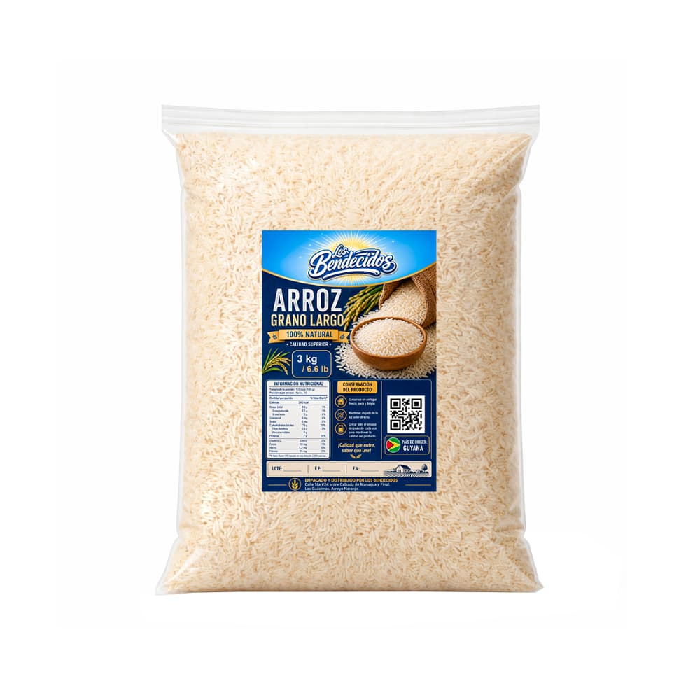 Arroz grano largo Los Bendecidos (3 kg / 6.6 lb) - Miniatura 1