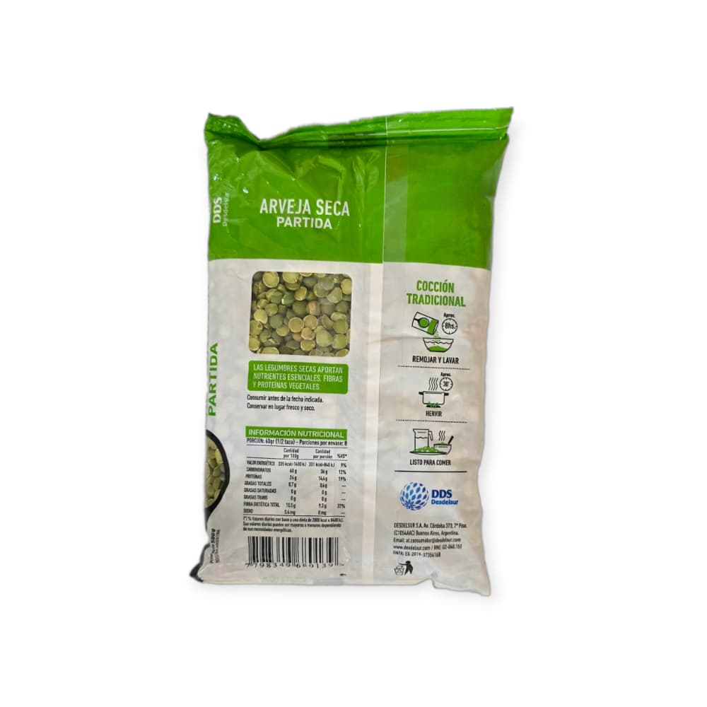 Chícharos verdes partidos DDS Desdelsur (4 x 500 g / 1.10 lb) - Miniatura 2