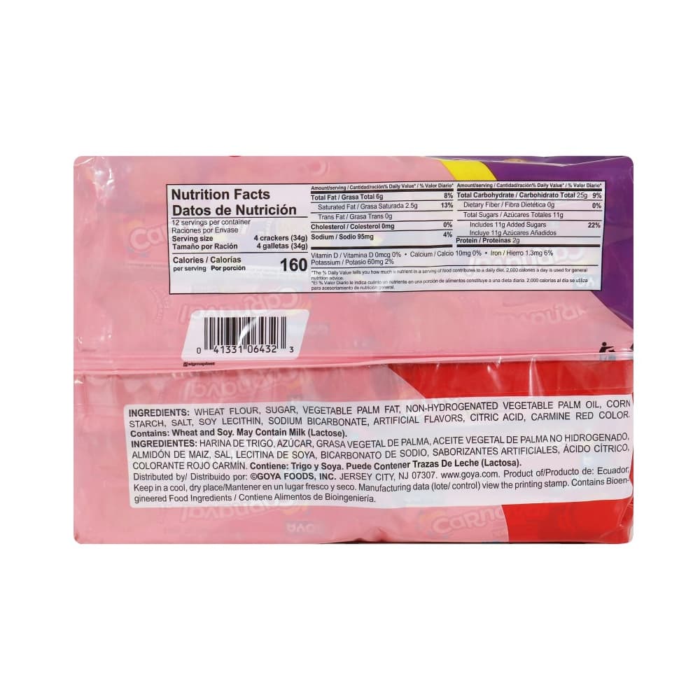 Galletas de vainilla rellenas con crema sabor a fresa Carnaval Goya (403 g / 14.2 oz) - Miniatura 2