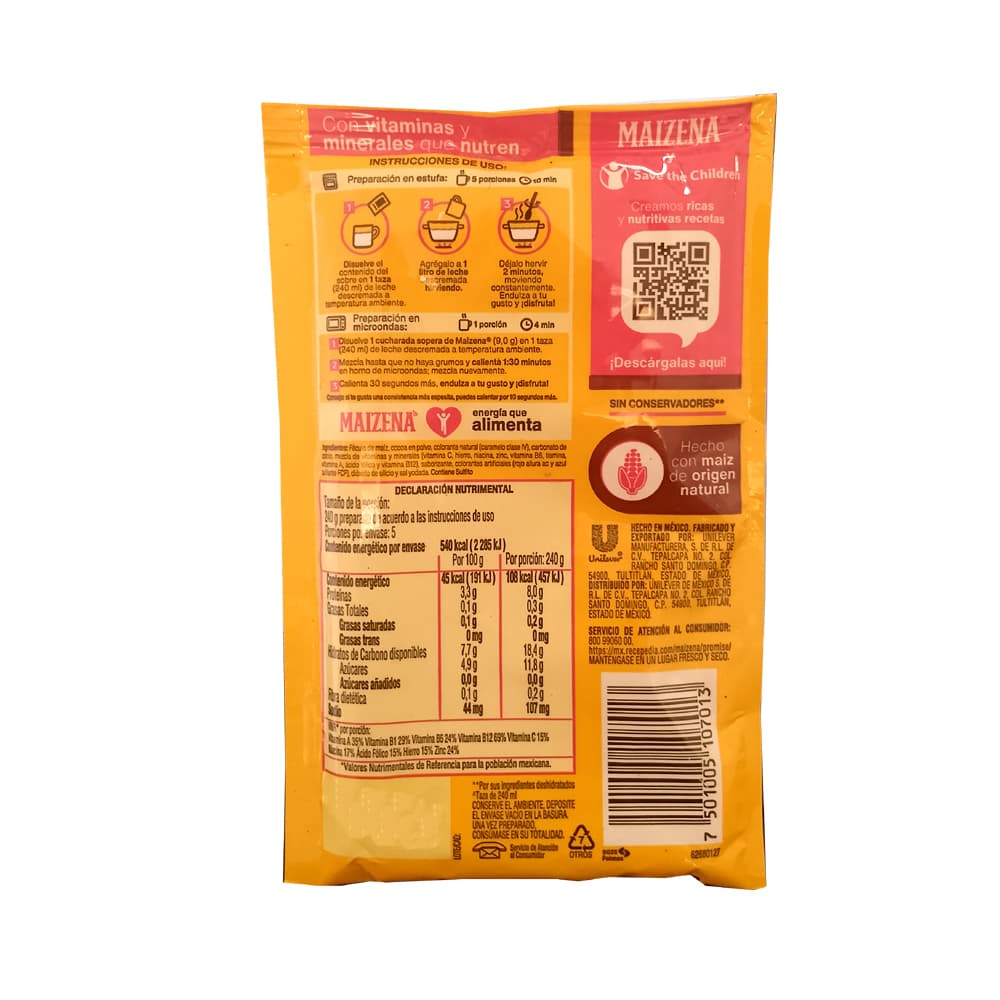 Atole sabor chocolate Maizena (45 g / 1.6 oz) - Miniatura 2