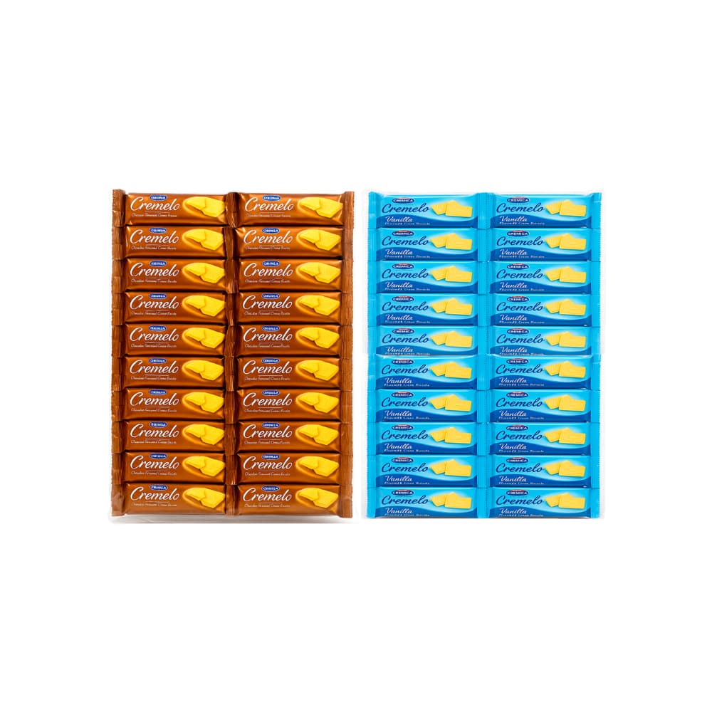 Galletas con crema sabor vainilla Cremelo Mrs. Bector’s Cremica (440 g / 15.5 oz) + Galletas con crema sabor chocolate Cremelo (20 x 22 g) - Imagen 1