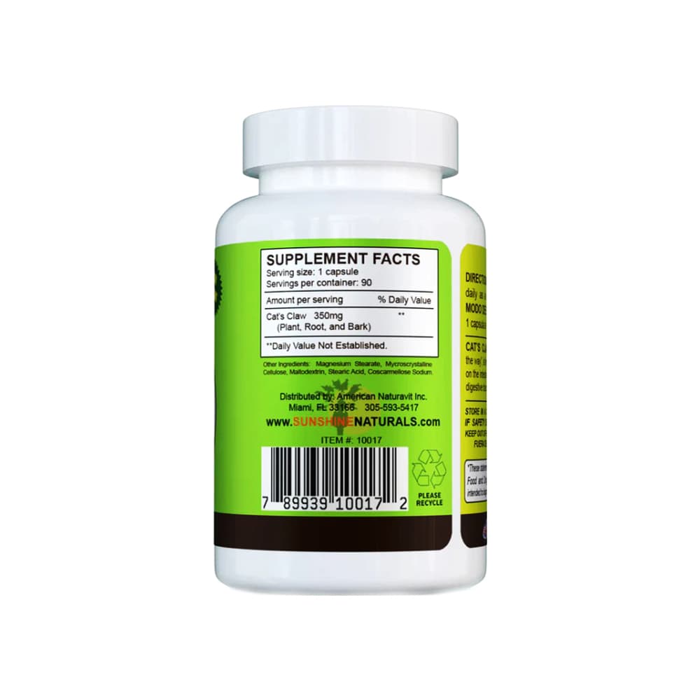 Uña de gato 350 mg Sunshine Naturals (90 cápsulas) - Miniatura 3