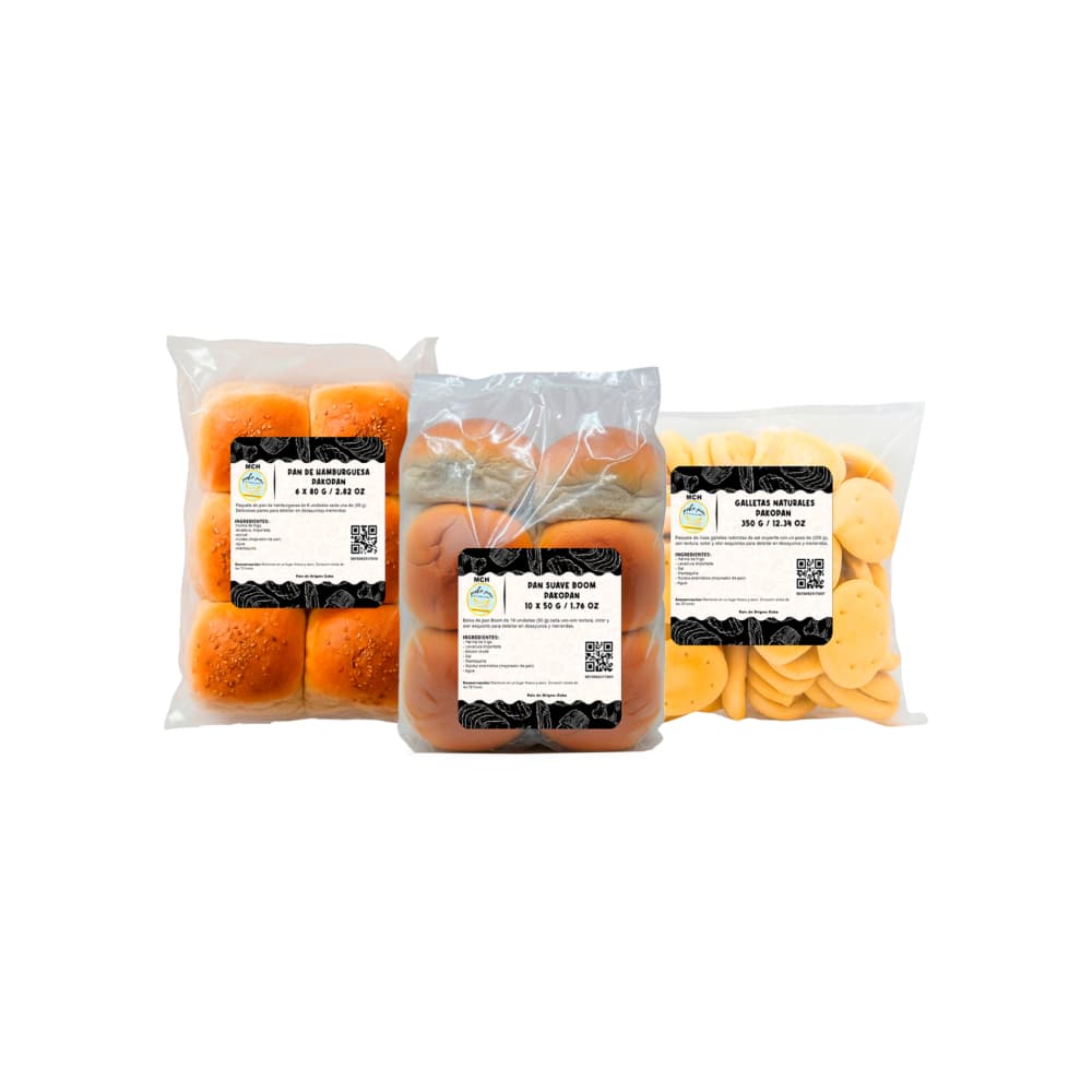 PakoPan No.3: Pan de hamburguesa + Galletas naturales + Pan suave boom - Imagen 1