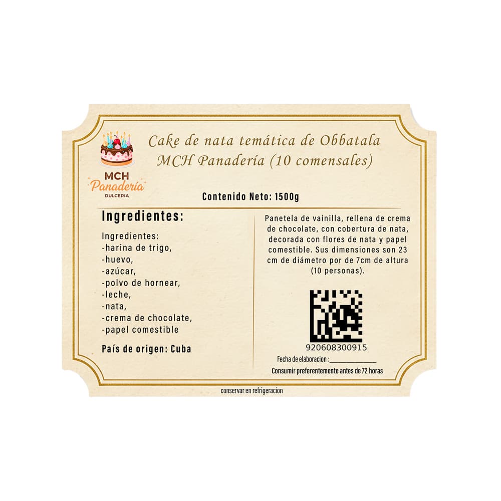 Cake de nata temática de Obbatala MCH Panadería (10 comensales) - Miniatura 3