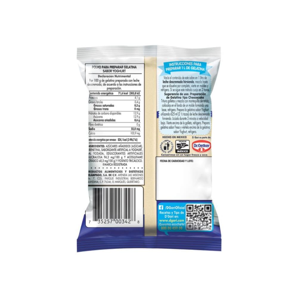 Gelatina de sabor yoghurt D'Gari (120 g / 4.23 oz) - Miniatura 4