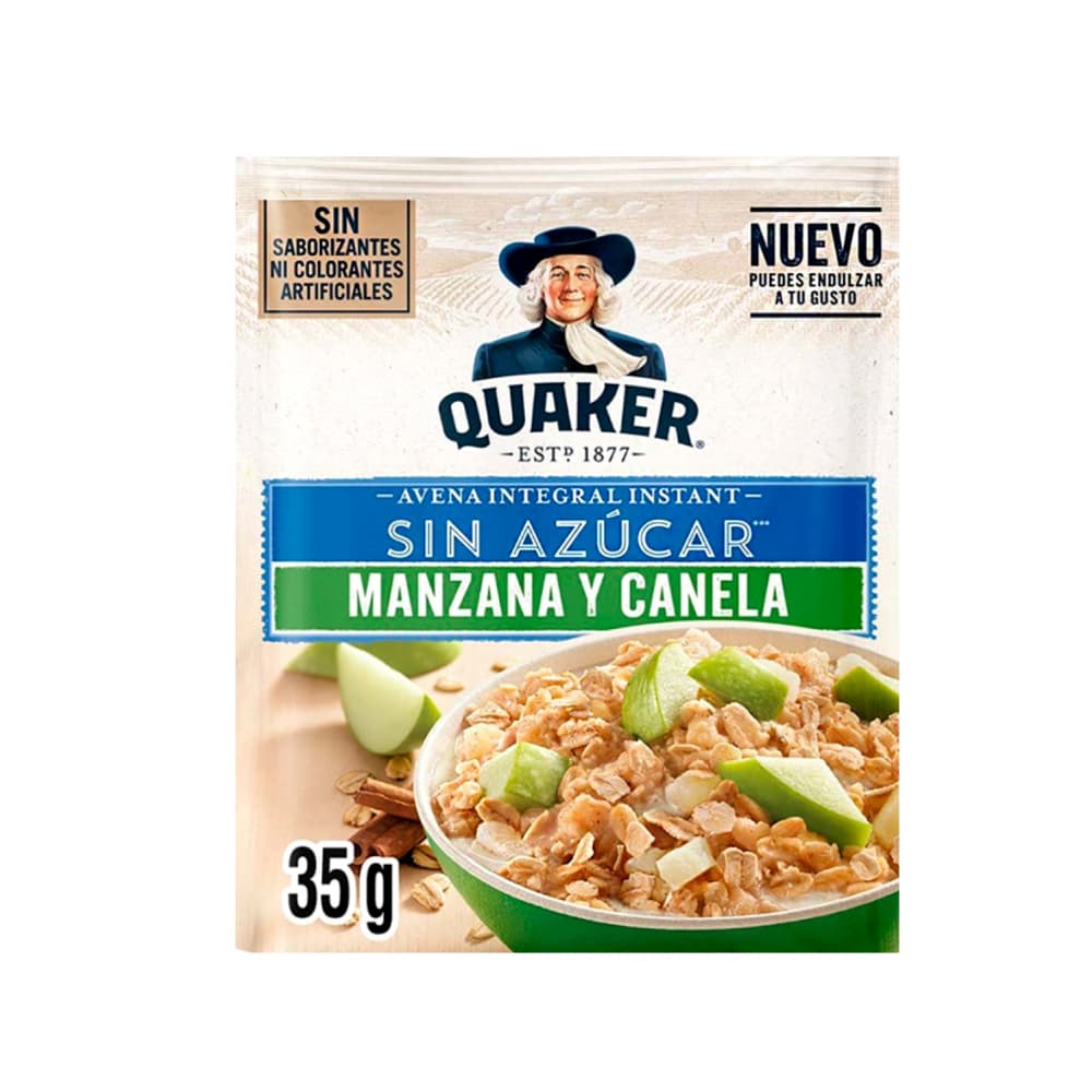 Cereal de avena integral sin azúcar sabor manzana y canela Quaker (35 g / 1.23 oz) - Miniatura 3