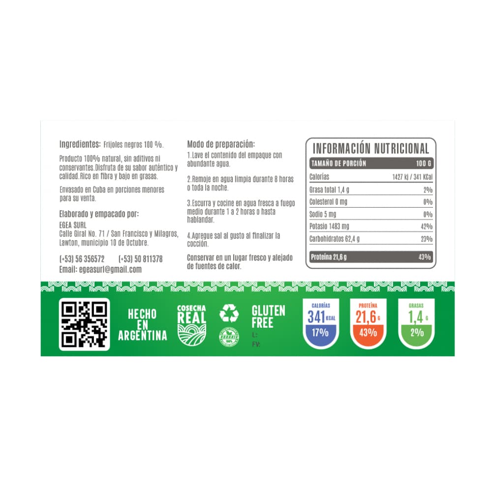 Frijoles negros Cosecha Real (1 kg / 2.2 lb) - Miniatura 3