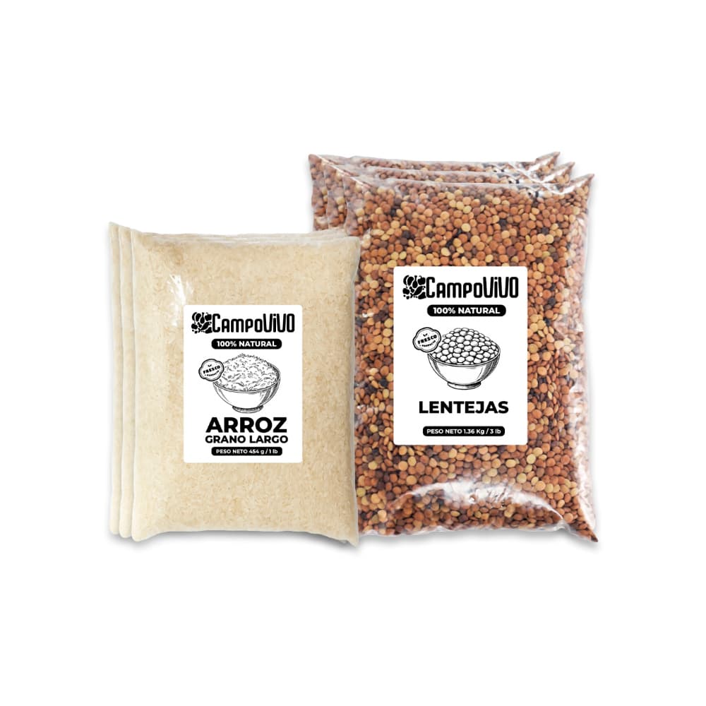 Combo de granos Campo Vivo #2: Arroz de grano largo + Lentejas - Imagen 1