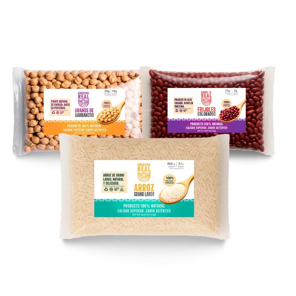 Combo de granos selectos Cosecha Real #26: Arroz de grano largo + Garbanzos + Frijoles colorados - Imagen 1