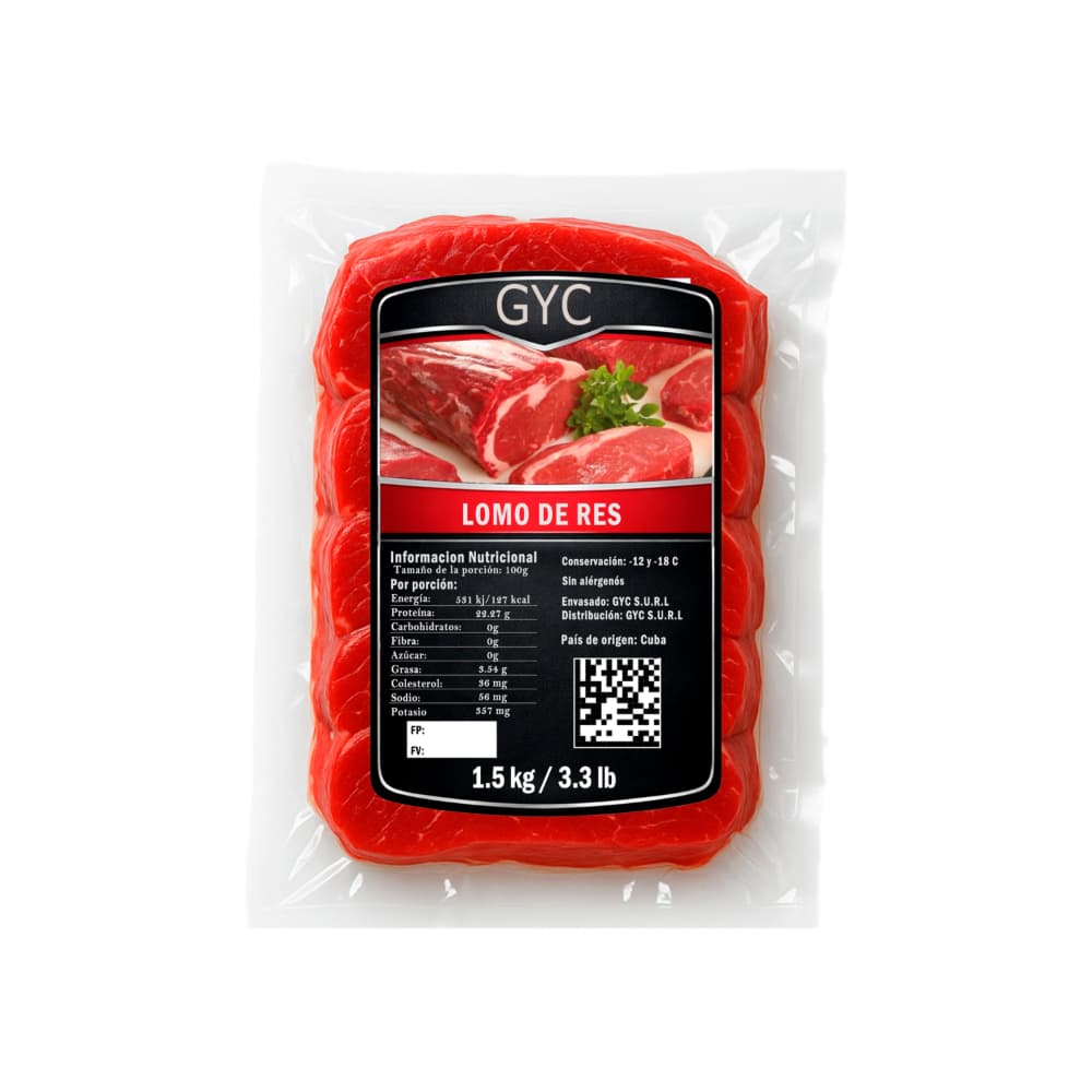 Lomo de res de primera sin piel y sin hueso GYC (1.5 kg / 3.3 lb) - Miniatura 1