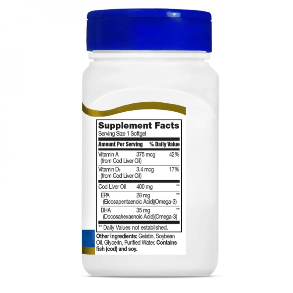 Aceite de hígado de bacalao 400 mg 21st Century (110 cápsulas) - Miniatura 4