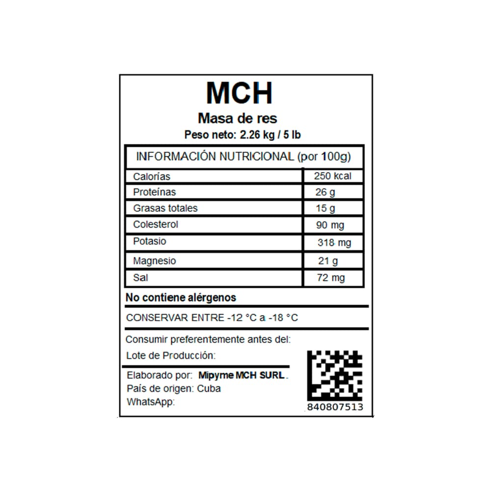 Masa de res MCH (2.26 kg / 5 lb) - Miniatura 3