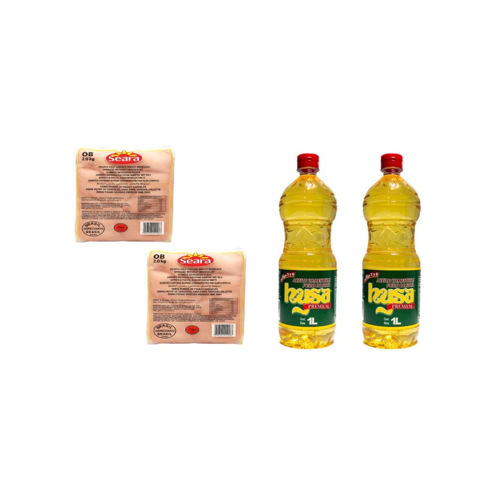 Pechuga de pollo sin hueso y sin piel Seara (2 x 2 kg / 4.41 lb) + Aceite puro de soya Hysa (2 x 1 L) - Imagen 1
