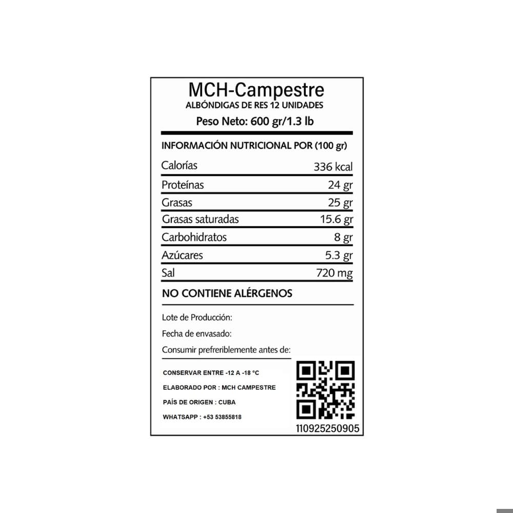 Albóndigas de carne de res MCH-Campestre (600 g / 1.32 lb) - Miniatura 2