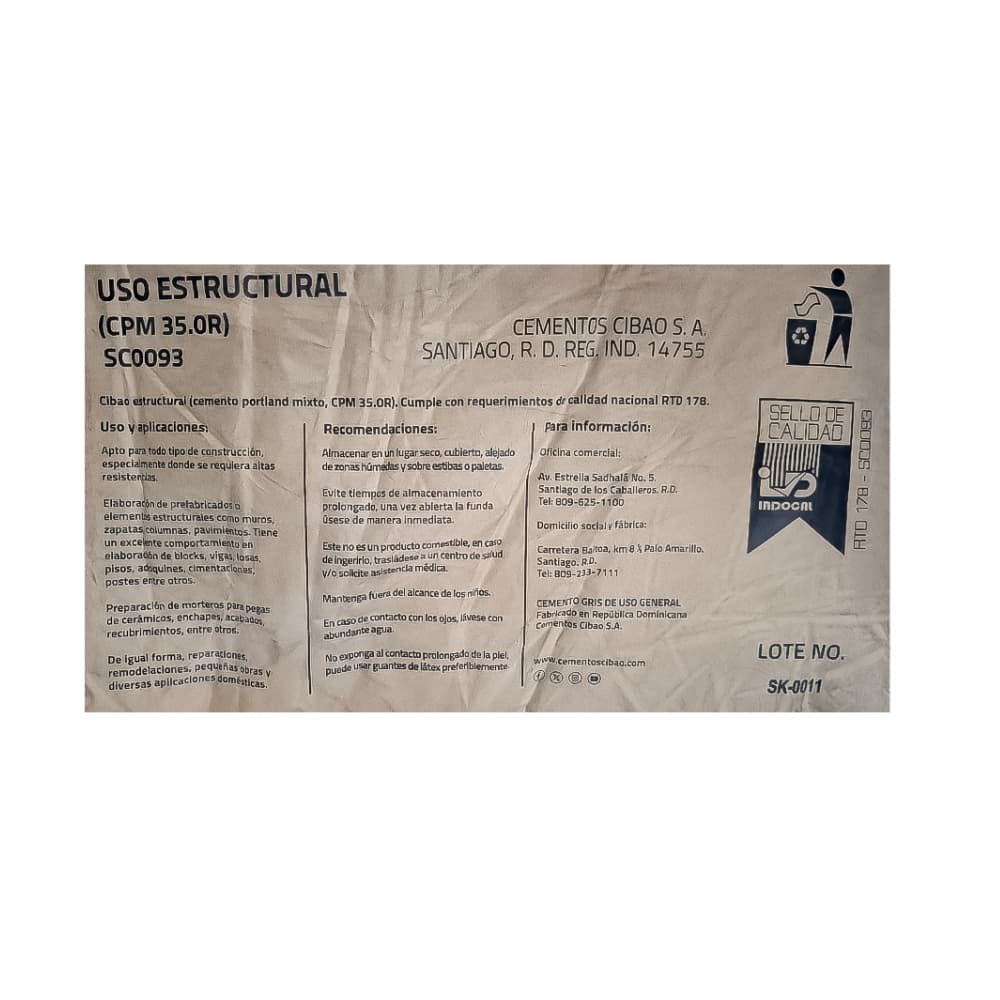 Cemento gris Cibao P350 (42.5 kg / 94 lb) - Miniatura 4