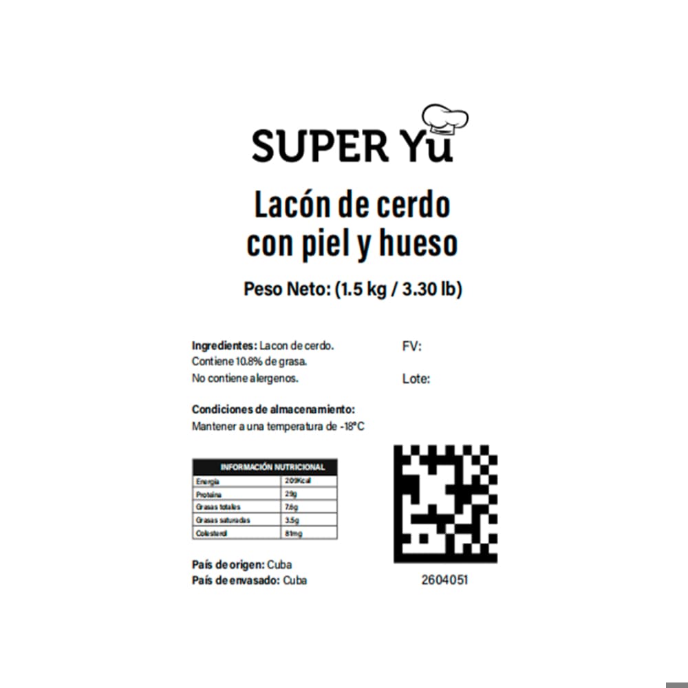 Lacón de cerdo con piel y hueso Super Yu (1.5 kg / 3.30 lb) - Miniatura 3
