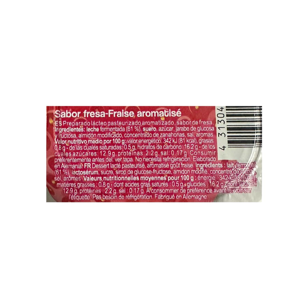 Yogurt sabor fresa Yoqo (4 x 125 g / 4.41 oz) - Miniatura 3