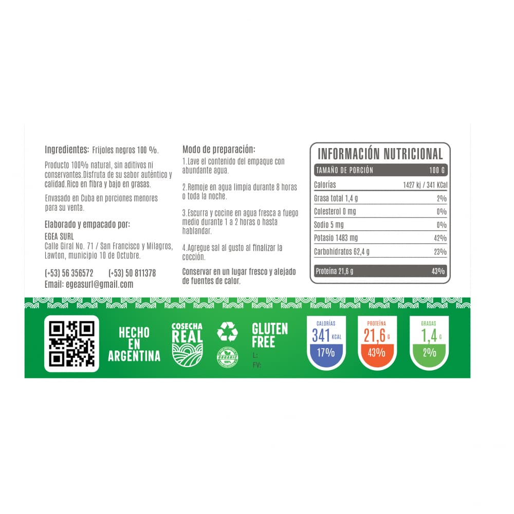 Frijoles negros Cosecha Real (500 g / 1.1 lb) - Miniatura 3