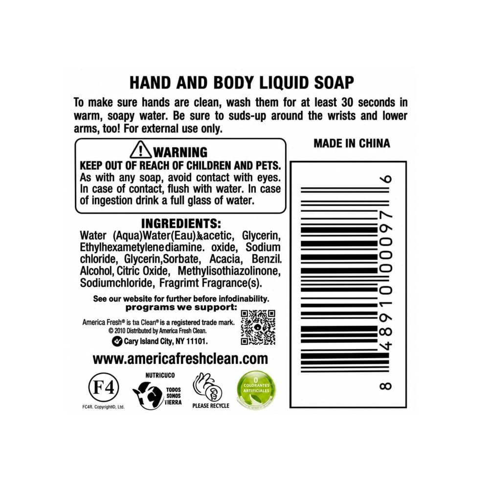 Jabón líquido de rosas para manos América Fresh (4 x 300 ml / 10.10 oz) - Miniatura 3