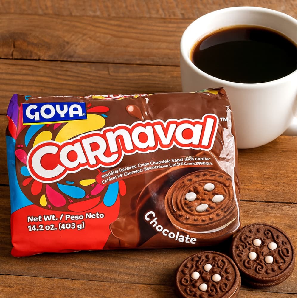 Galletas de chocolate rellenas con crema sabor a vainilla Carnaval Goya (403 g / 14.2 oz) - Miniatura 4