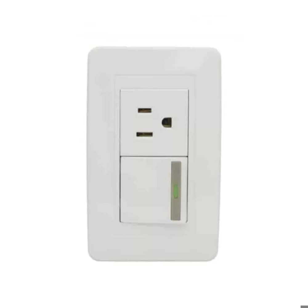 Interruptor sencillo y tomacorriente con toma a tierra de 10A/125 V Orix - Miniatura 1