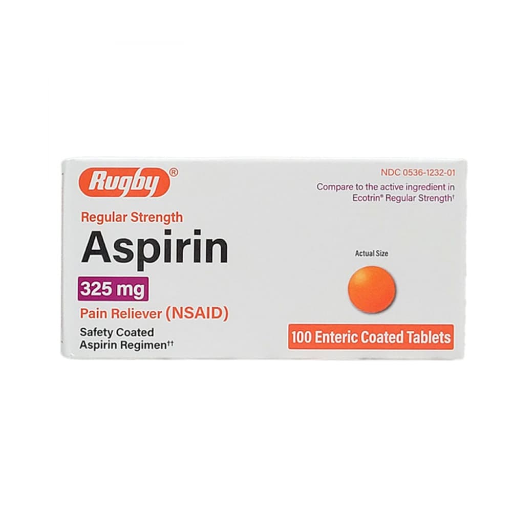 Aspirina. Ácido acetilsalicílico 325 mg Rugby (100 tabletas) - Imagen 1