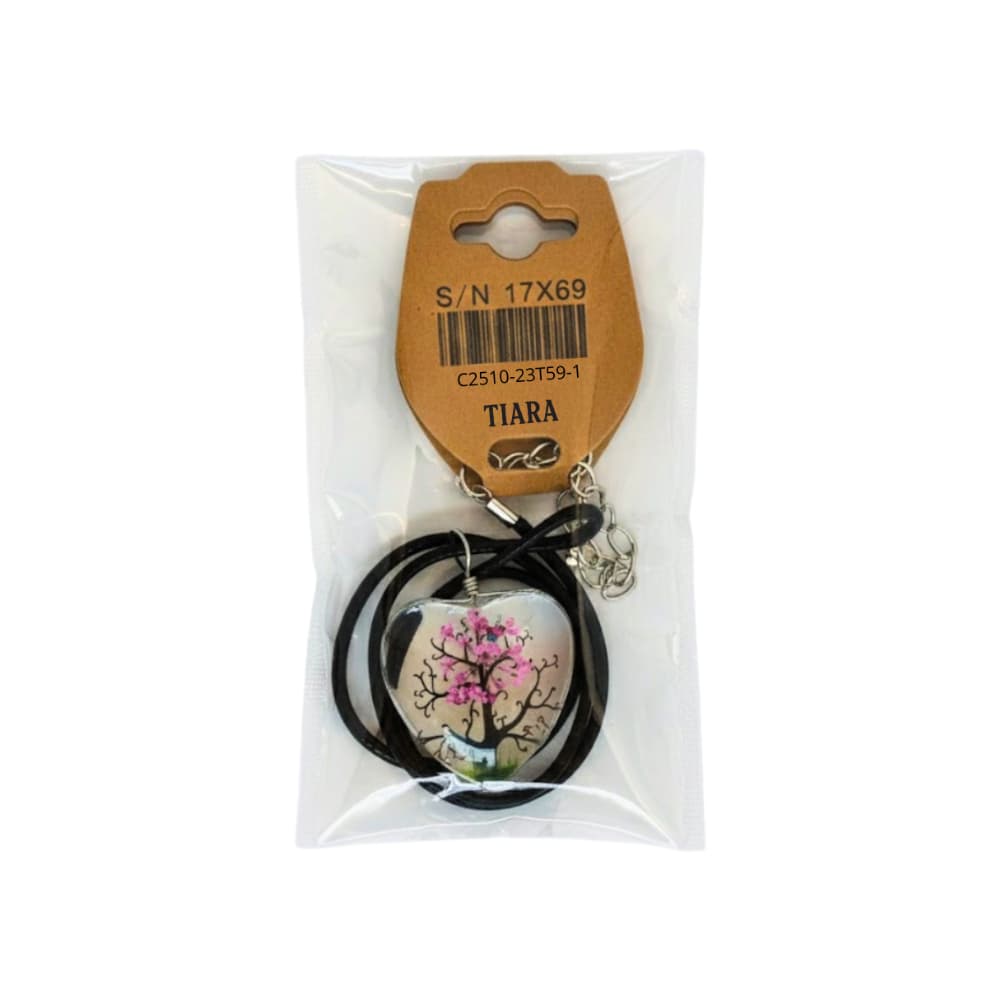 Collar con colgante de árbol de la vida rosado Tiara - Miniatura 4