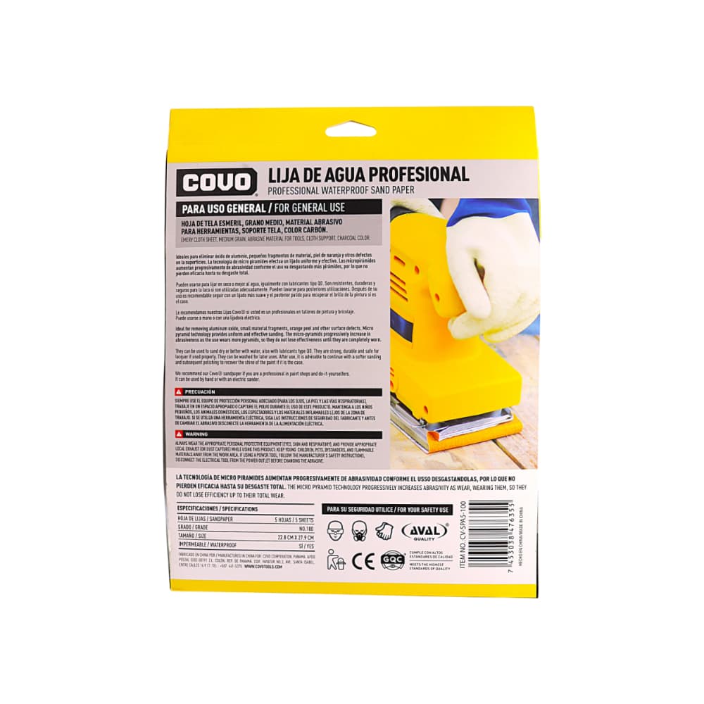Lija de agua profesional grano 100 Covo - Miniatura 3