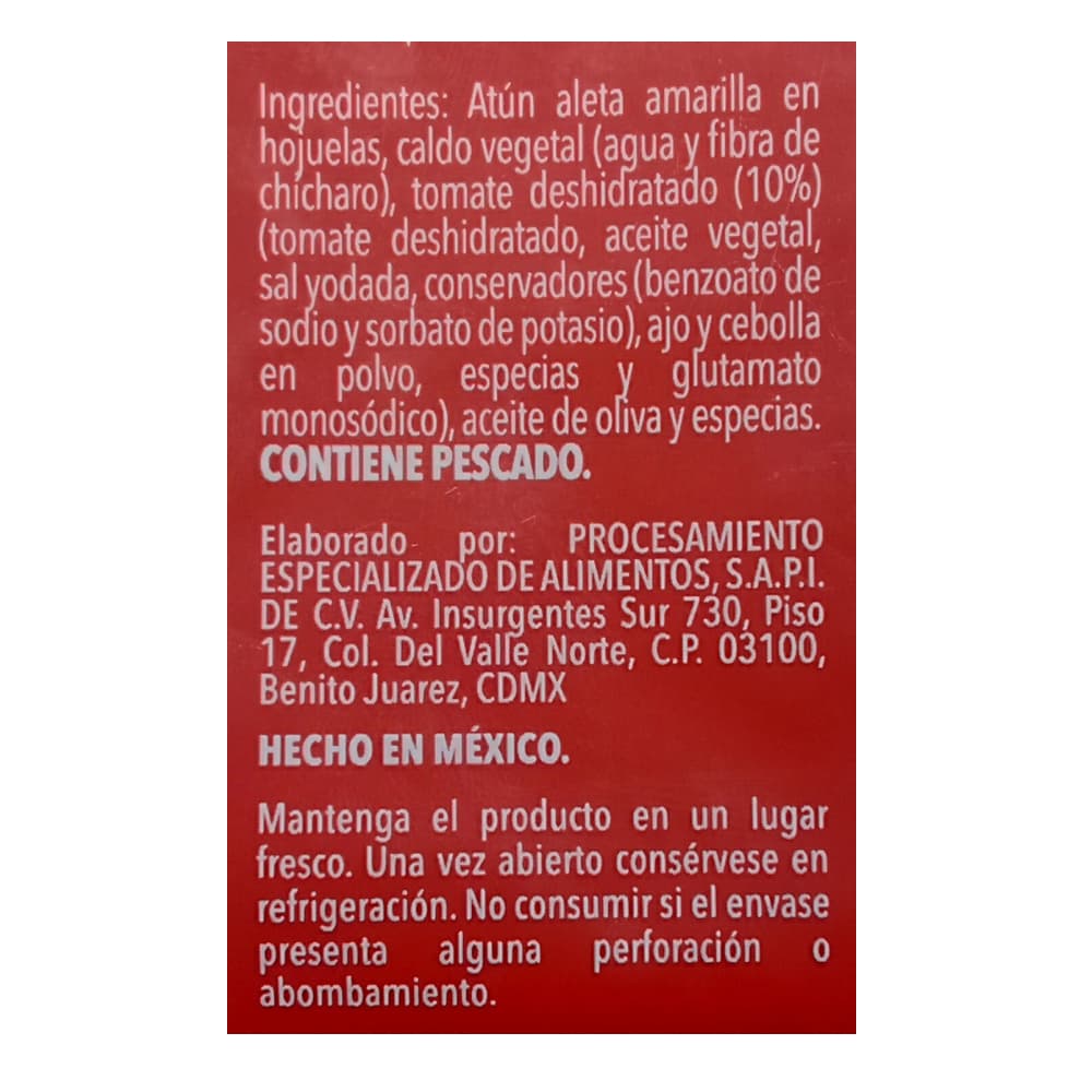 Atún en hojuelas con 10% de tomate deshidratado en aceite de oliva Marina Azul (74 g / 2.61 oz) - Miniatura 3