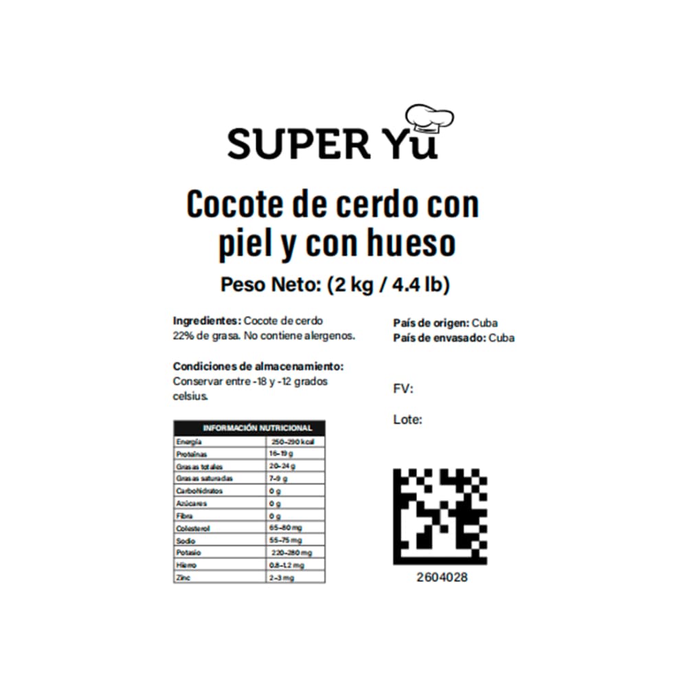 Cocote de cerdo con piel y con hueso Super Yu (2 kg / 4.4 lb) - Miniatura 3