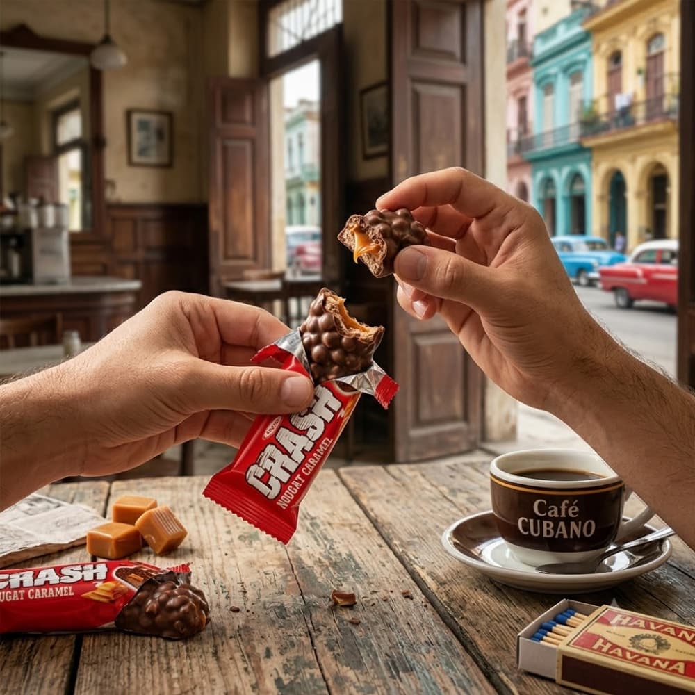 Barra de caramelo de maíz arroz crujiente y turrón recubierta de cacao Crash Tayas (40 g / 1.41 oz) - Miniatura 4