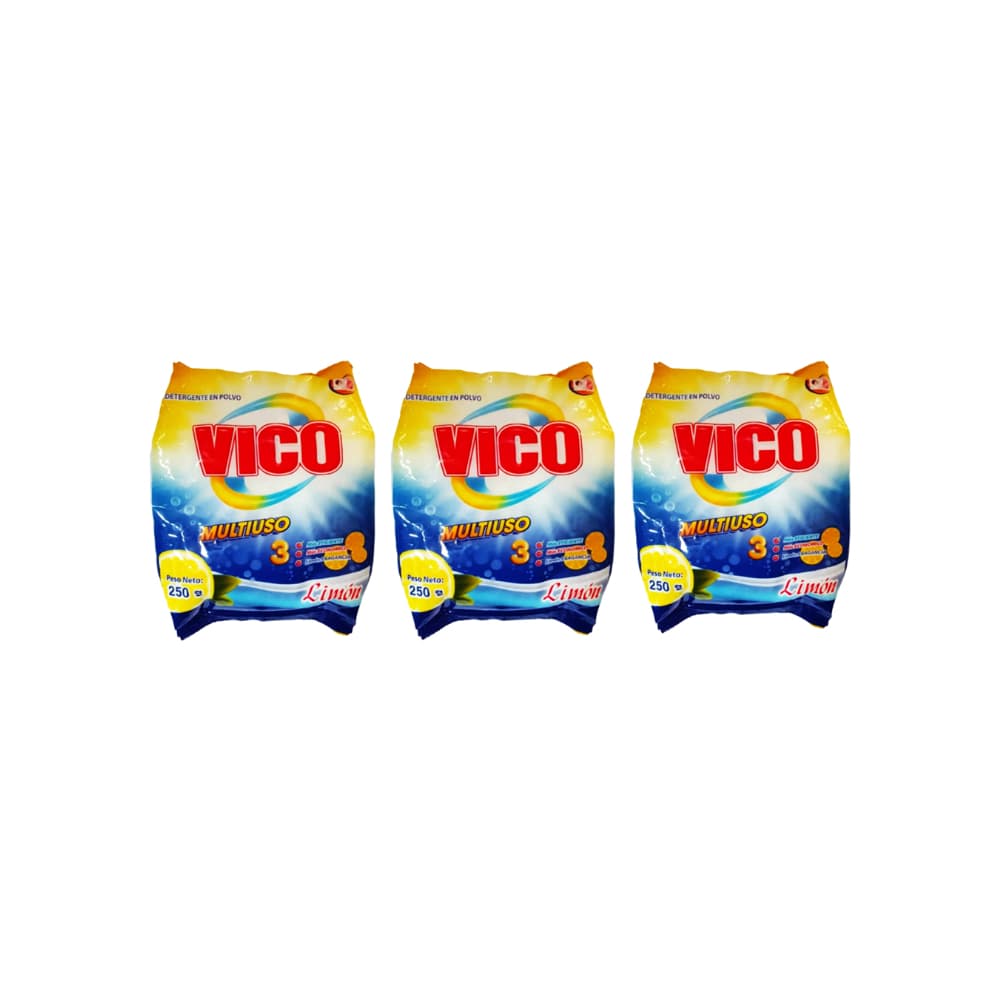 Detergente en polvo multiuso fragancia limón Vico (3 x 250 g / 8.8 oz) - Imagen 1