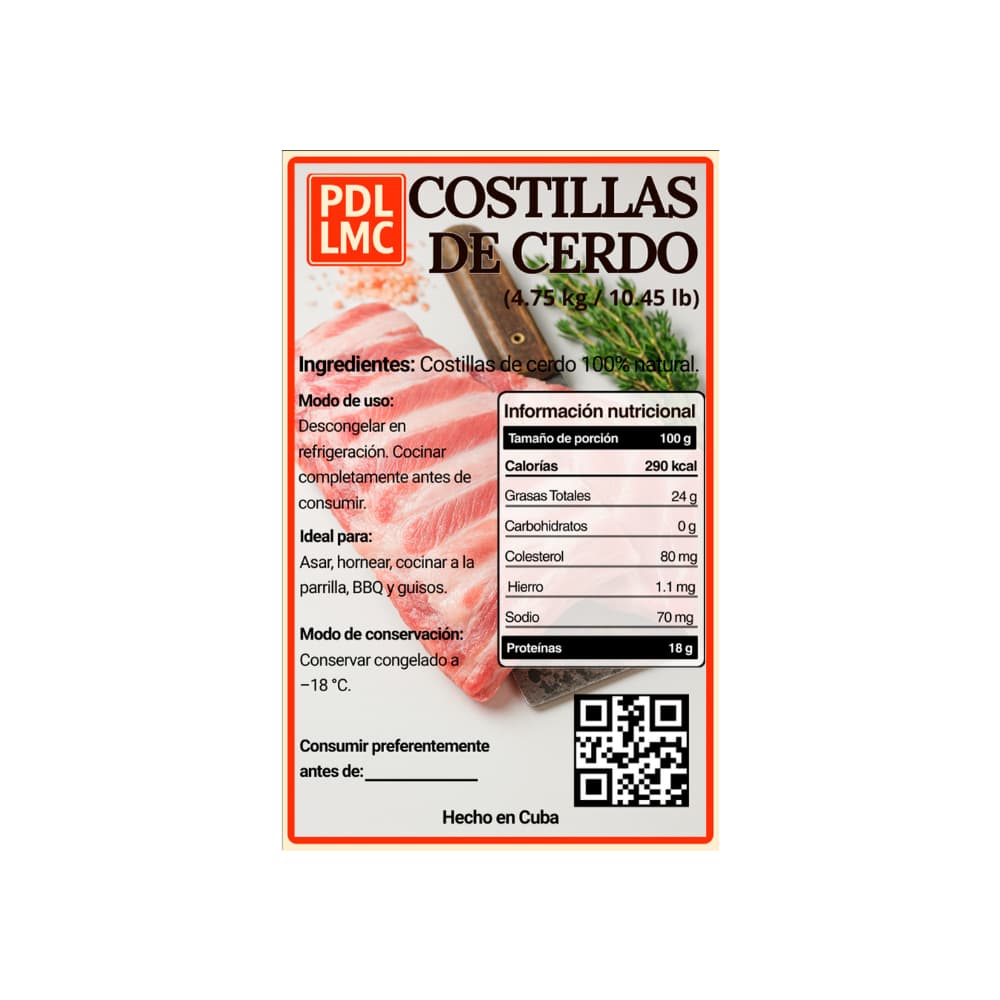 Costilla de cerdo PDL LMC (4.75 kg / 10.45 lb) - Miniatura 4